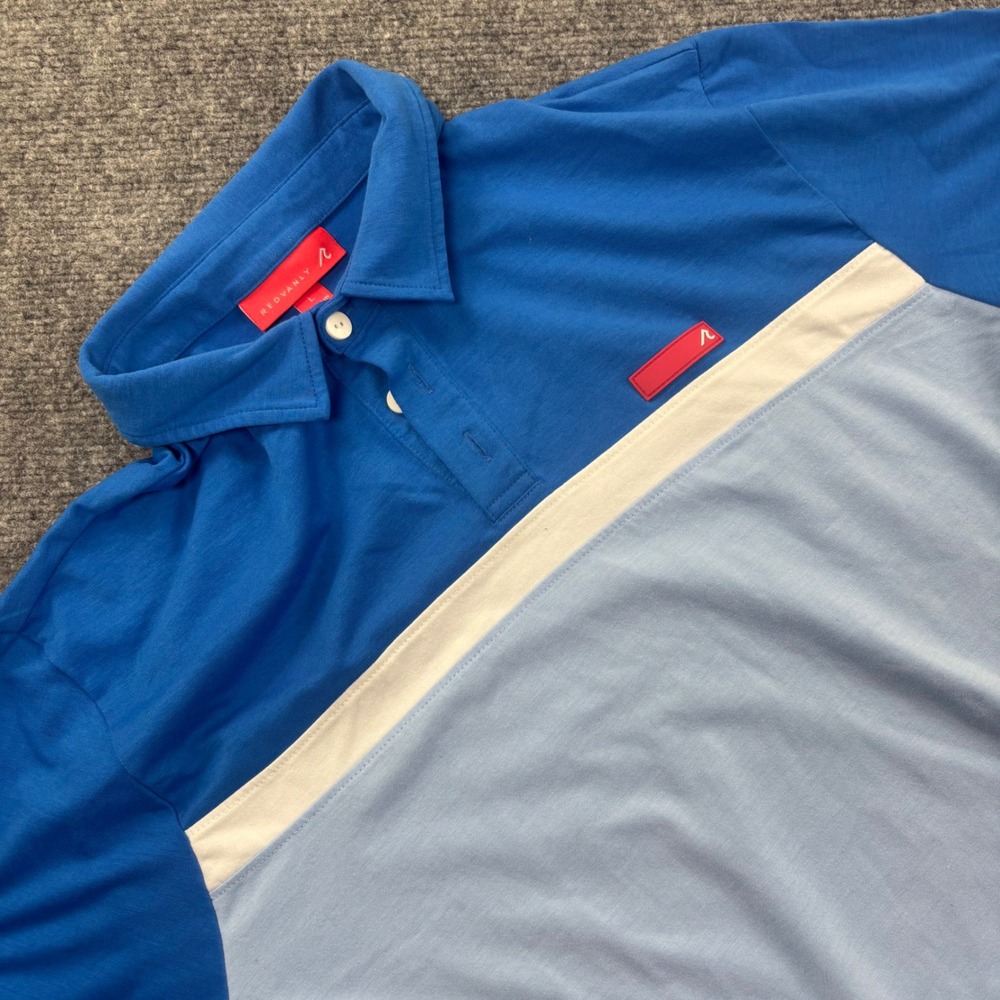 Redvanly Polo Shirt Large Blue Colorblock Performance Golf Men's